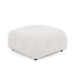 Modular L-Shaped Sofa with Ottoman, Button Tufted, Ivory Teddy Fabric