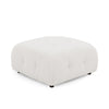 Modular L-Shaped Sofa with Ottoman, Button Tufted, Ivory Teddy Fabric