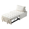 Beige Multipurpose Linen Ottoman Sofa Bed with Pull-Out Feature