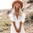 Elegant Long White Tunic Bikini Cover-Up: Plus Size Summer Beach Dress