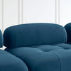 Modular L-Shaped Navy Velvet Sofa with Tufted Design & Reversible Ottoman