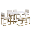 Modern Faux Marble 6-Piece Dining Set: 60