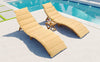 Portable Wood Chaise Lounge Set with Foldable Table, Brown - Patio/Pool/Garden