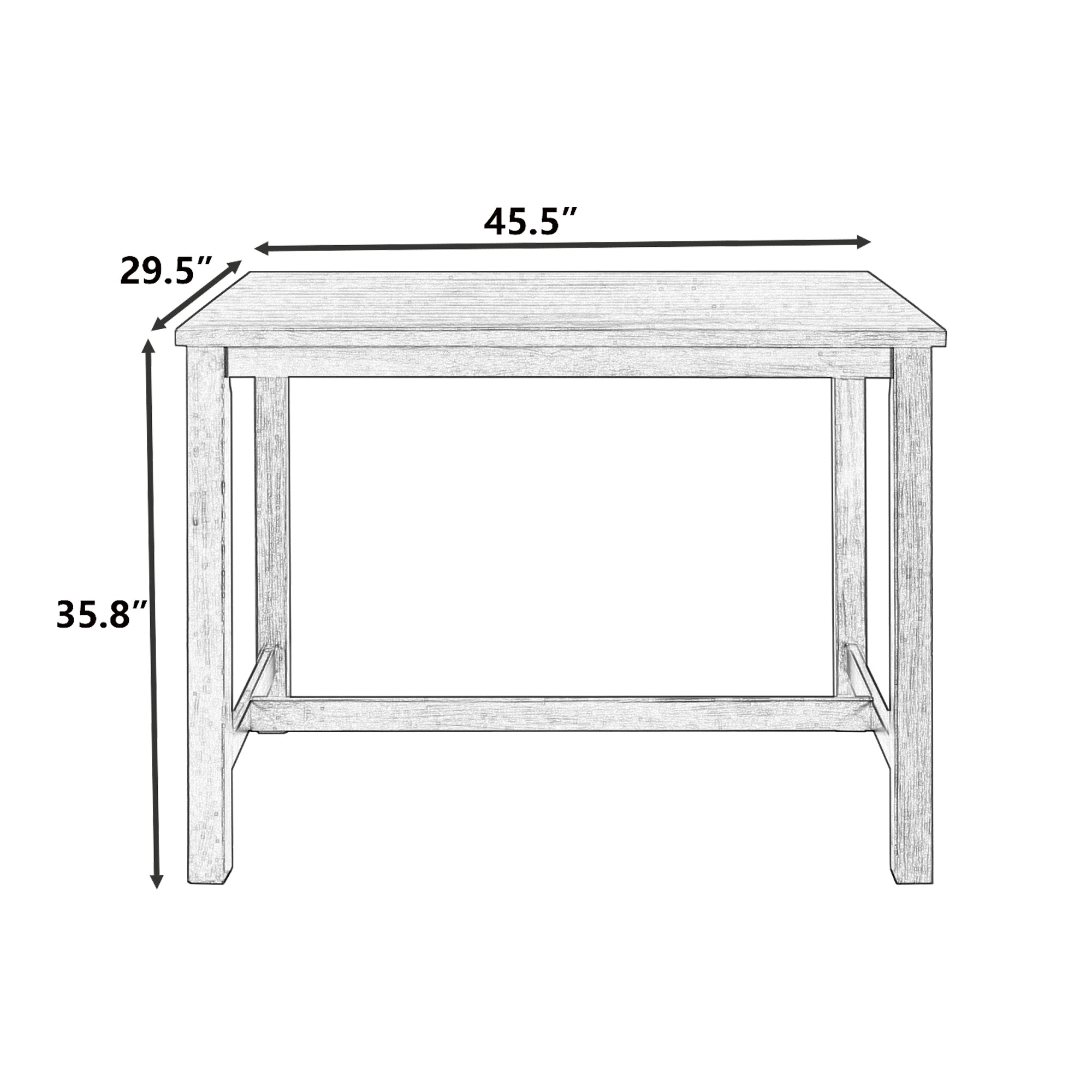 Espresso Rustic Wooden Counter Height Dining Table for Small Spaces