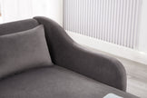 Grey Velvet Modern Chaise Lounge Chair with Plush Upholstery