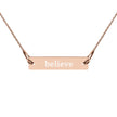 Collier chaîne à barre en argent gravé Believe