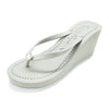 Rectangle Studs-Rhine Stone Embellished Women's High Wedge Flip Flops Sandal