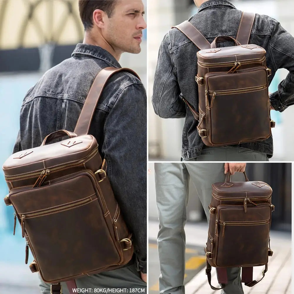 Men's Custom Leather Laptop Backpack