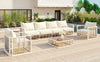 Modern Minimalist 7-Piece Metal Patio Sectional Sofa Set, All-Weather