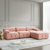 Pink Velvet Modular Sectional Sofa, Button-Tufted, L-Shaped, DIY Combo