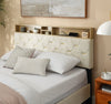 Queen Bed Frame with Upholstered Headboard, USB Ports, Wood Legs