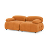 Modular L-Shaped Sofa, Orange Velvet, Tufted Design & Reversible Ottoman