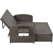 PE Wicker Rattan Double Chaise Lounge, Adjustable Reclining Daybed