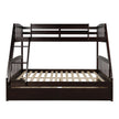 Espresso Solid Wood Twin Over Full Bunk Bed with 2 Storage Drawers