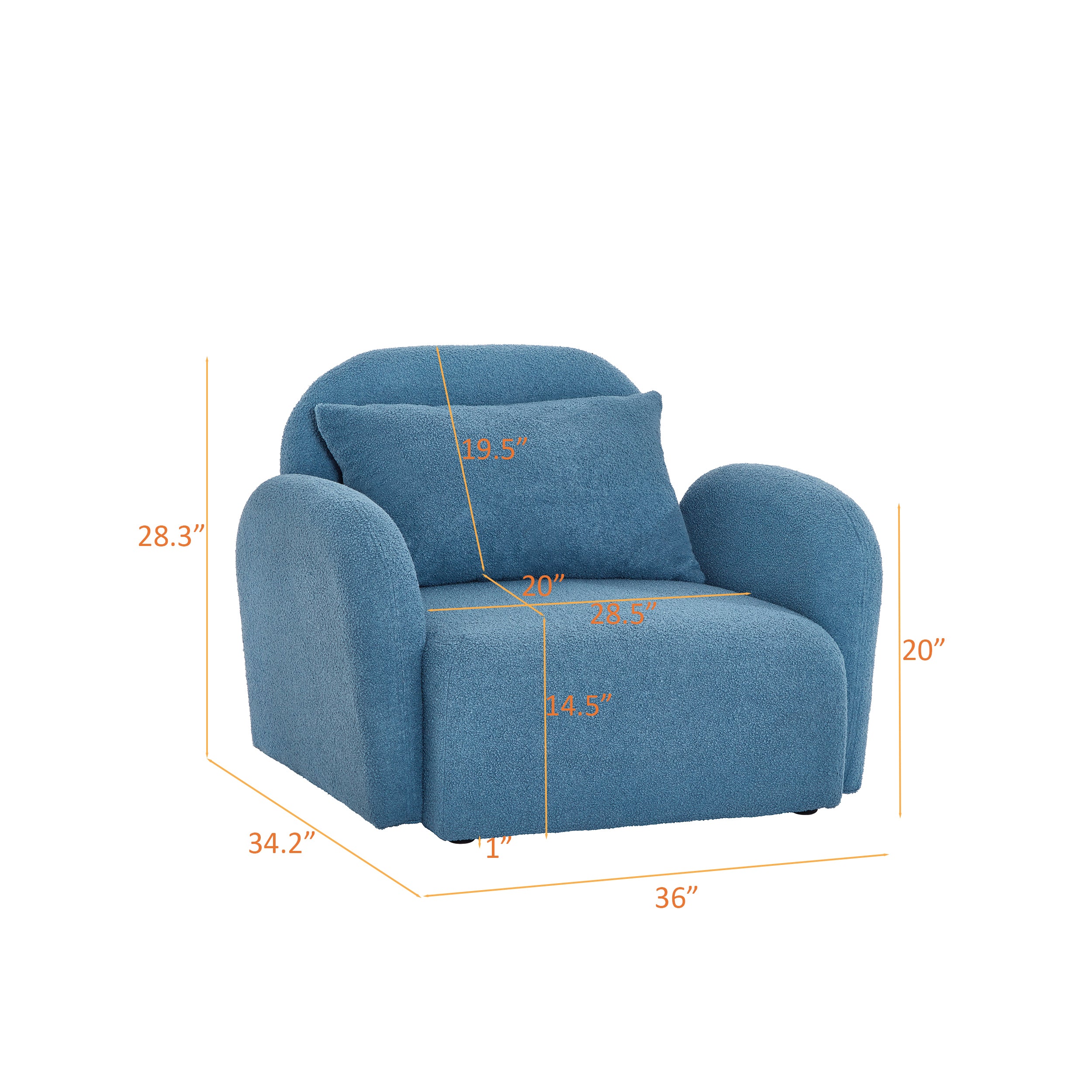 Blue Teddy Fabric Lazy Sofa Chair