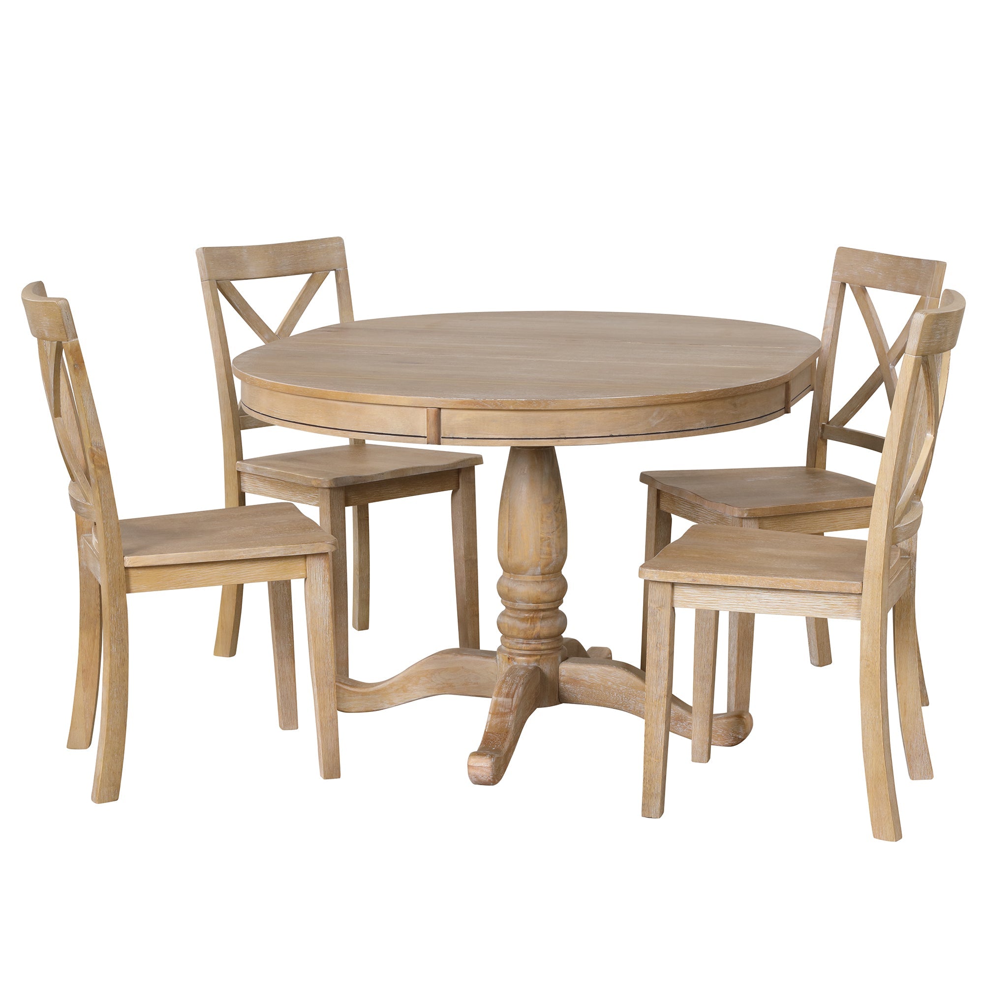 5-Piece Modern Dining Set: Round Table & 4 Chairs for Kitchen/Dining