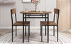 3-Piece Round Dining Set with Drop Leaf, Black Frame & Rustic Brown