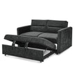 Black Loveseat Sofa Bed with Pull-Out Bed, Adjustable Back & Arm Pockets