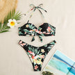 Ensemble bikini imprimé floral - Maillot de bain brésilien push-up pour femme