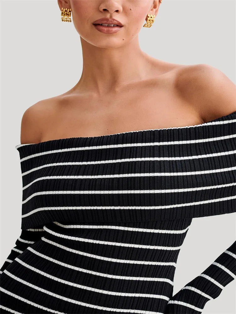 Tossy Striped Knit Bandeau Mini Dress - Elegant Summer Party Fashion