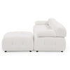 Modular L-Shaped Sofa with Ottoman, Button Tufted, Ivory Teddy Fabric