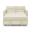 Beige Loveseat Sofa Bed with Pull-Out Bed, Adjustable Back & Arm Pockets