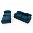 Modular L-Shaped Navy Velvet Sofa with Tufted Design & Reversible Ottoman