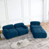 Modular L-Shaped Navy Velvet Sofa with Tufted Design & Reversible Ottoman