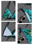 Ensemble micro bikini floral - Maillot de bain string avec haut à lacets