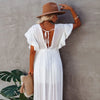 Elegant Long White Tunic Bikini Cover-Up: Plus Size Summer Beach Dress