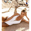 Alluring Backless Push-Up One Piece Swimsuit with Belted Waist