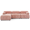 Pink Velvet Modular Sectional Sofa, Button-Tufted, L-Shaped, DIY Combo