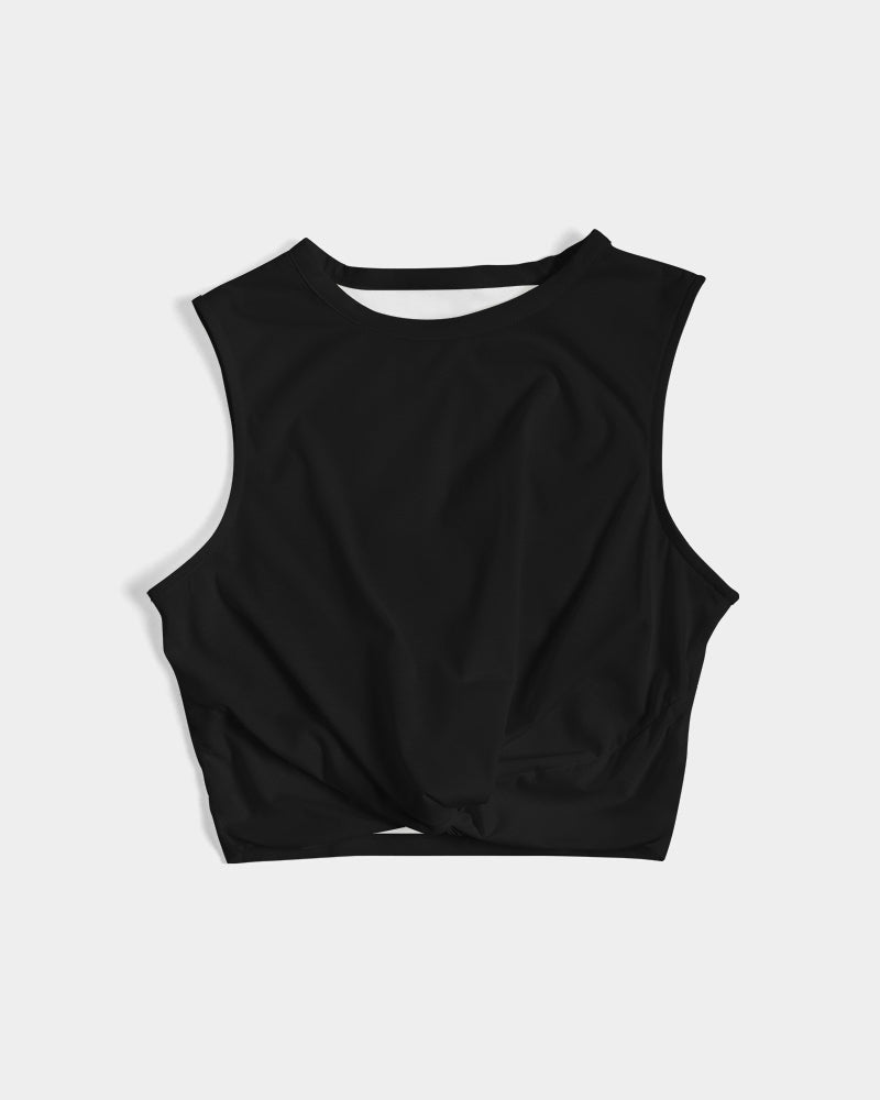 Black Twist-Front Crop Tank