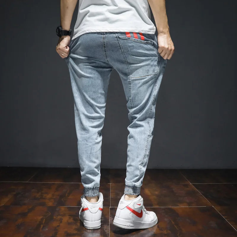 Men's Hip Hop Cargo Denim Jeans with Big Pockets and Harem Fit