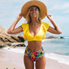 Floral Ruffle Hem V-Neck High-Waisted Bikini Set – Women's Swimwear