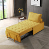 Yellow Linen Ottoman Sofa Bed with Pull-Out Lazy Sofa Feature