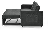 Black Loveseat Sofa Bed with Pull-Out Bed, Adjustable Back & Arm Pockets