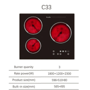 Tri-Head High Power Ceramic Cooktop: Sleek, Integrated Electric Cooker