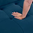 Modular L-Shaped Navy Velvet Sofa with Tufted Design & Reversible Ottoman