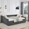 Queen Daybed with Drawers, Tufted Upholstered Sofa Bed, Copper Nails