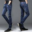 Men's Cotton Lace-Up Skinny Denim Jeans with Elastic Waist