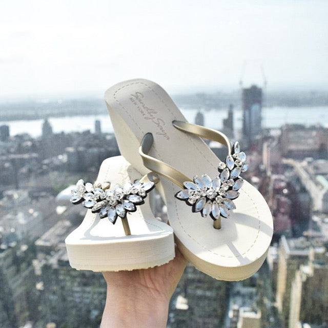 Manhattan Crystal - Rhine Stone Embellished High Wedge