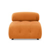 Modular L-Shaped Sofa, Orange Velvet, Tufted Design & Reversible Ottoman