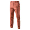 Casual Cotton Slim Fit Solid Color Men's Trousers - Spring/Autumn