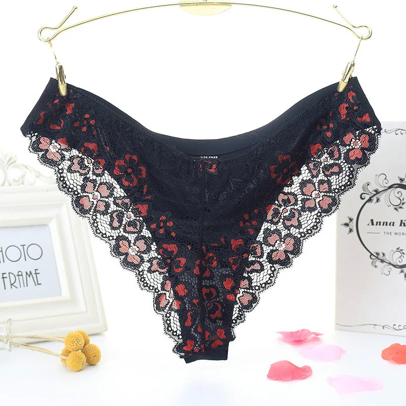 Sexy Lace Low-Waist Briefs - Breathable Embroidered G-String Lingerie