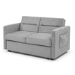 Grey Loveseat Sofa Bed with Pull-Out, Adjustable Back & Arm Pockets