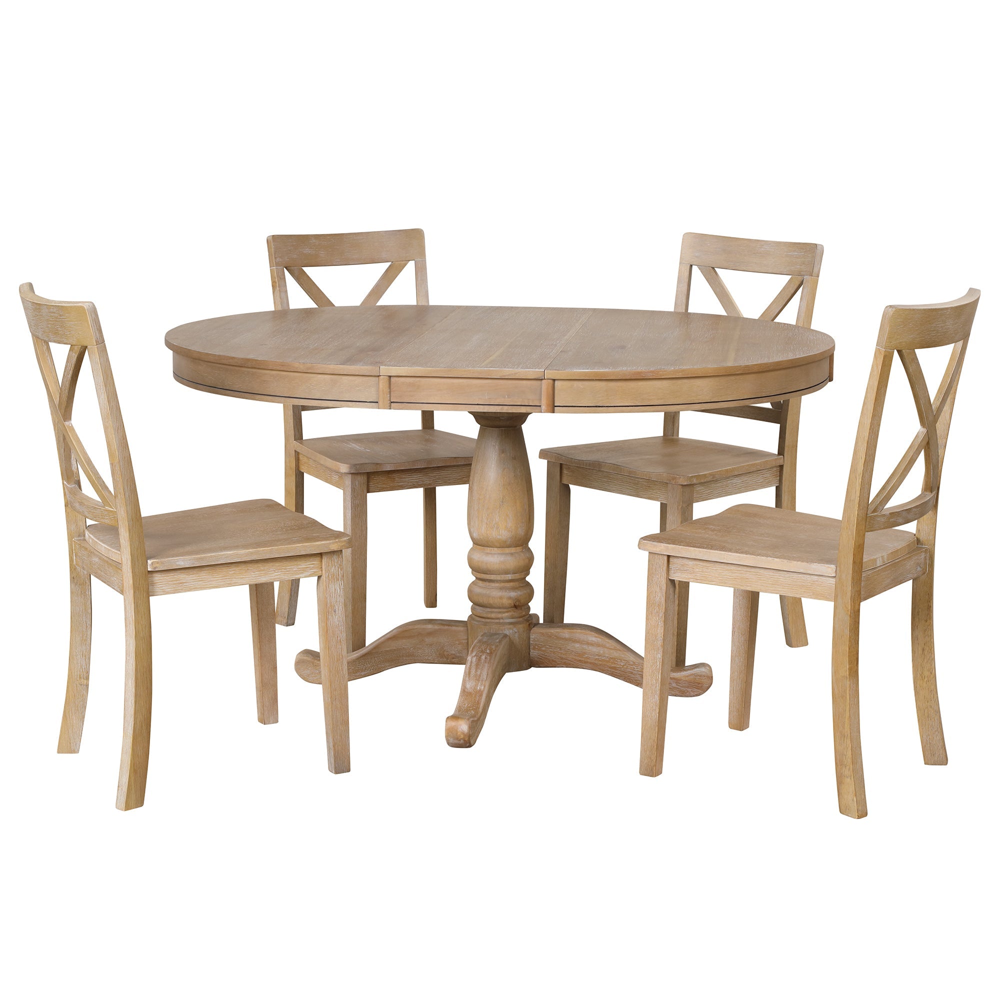 5-Piece Modern Dining Set: Round Table & 4 Chairs for Kitchen/Dining