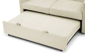 Beige Loveseat Sofa Bed with Pull-Out Bed, Adjustable Back & Arm Pockets