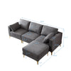 Modern L-Shaped Leisure Couch in Dark Grey Fabric for Living Room