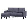 Dark Grey L-Shaped Sofa with Ottoman for Modern Living Rooms